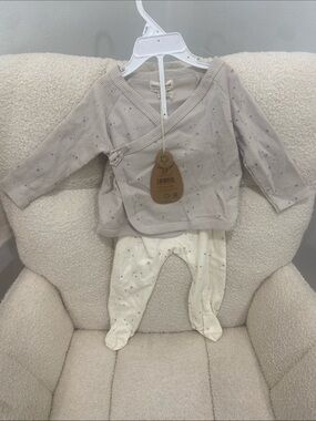 Neutral Baby Two-Piece Wrap Top & Footed Pant Set